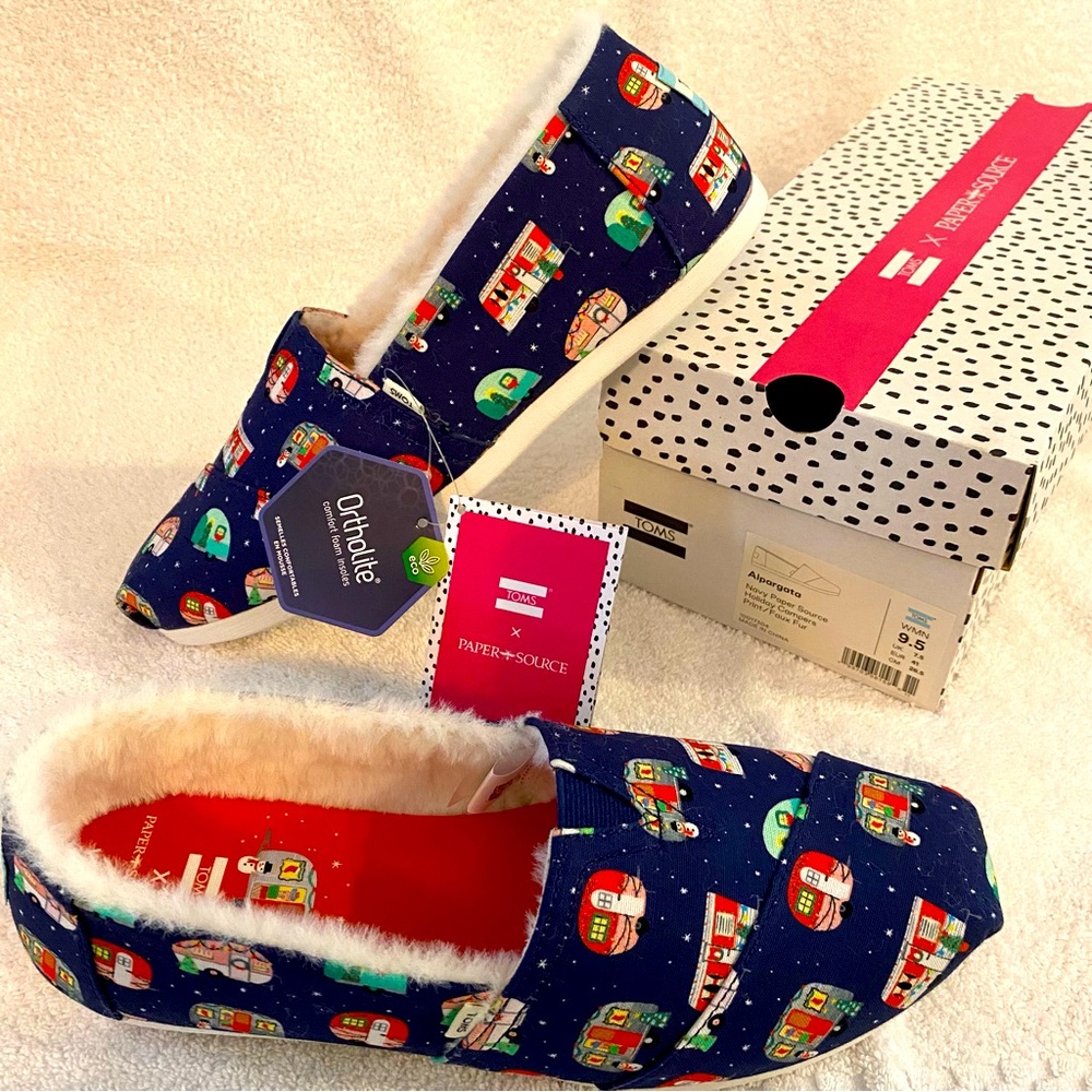 Toms women’s slip on shoes Alpargata loafers Navy Blue white 9.5 Holiday Campers